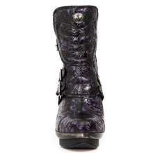Load image into Gallery viewer, New Rock Schuhe Damen- Stiefelette Boots Absatzschuhe Gothic M-Punk Schnallen Punk Lila Echtleder