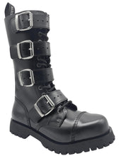 Lade das Bild in den Galerie-Viewer, Darksteyn Schuhe 14 Eye 4 Buckle Ranger Premium Boots Black Springerstiefel
