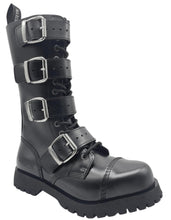 Lade das Bild in den Galerie-Viewer, Darksteyn Schuhe 14 Eye 4 Buckle Ranger Premium Boots Black Springerstiefel