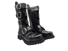 Lade das Bild in den Galerie-Viewer, Darksteyn Schuhe 14 Eye 4 Buckle Ranger Premium Boots Black Springerstiefel
