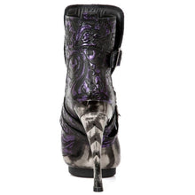 Load image into Gallery viewer, New Rock Schuhe Damen- Stiefelette Boots Absatzschuhe Gothic M-Punk Schnallen Punk Lila Echtleder