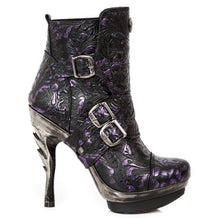 Load image into Gallery viewer, New Rock Schuhe Damen- Stiefelette Boots Absatzschuhe Gothic M-Punk Schnallen Punk Lila Echtleder