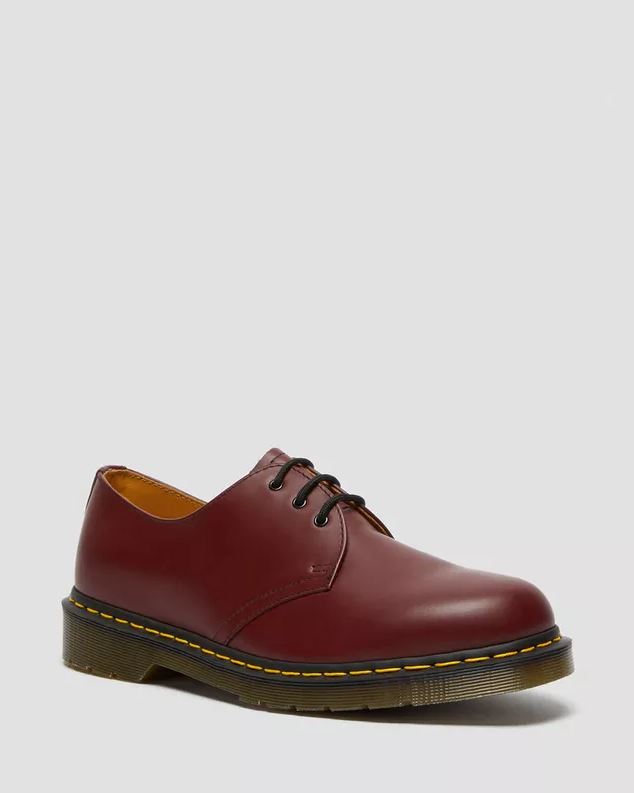 3-Loch Unisex Halbschuhe 1461 Cherry Red Glattleder