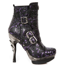Load image into Gallery viewer, New Rock Schuhe Damen- Stiefelette Boots Absatzschuhe Gothic M-Punk Schnallen Punk Lila Echtleder