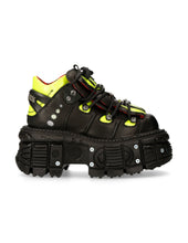 Lade das Bild in den Galerie-Viewer, New Rock Plateau Ankle Boots Metallic M-MET011-C2 mit Panzersohle Schwarz Neon