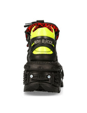 Lade das Bild in den Galerie-Viewer, New Rock Plateau Ankle Boots Metallic M-MET011-C2 mit Panzersohle Schwarz Neon
