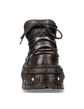 Lade das Bild in den Galerie-Viewer, New Rock Plateau Ankle Boots Metallic M-TANK106-C2 mit Panzersohle Schwarz