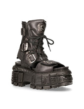 Load image into Gallery viewer, New Rock Plateau-Sandale Echtleder ANKLE BOOT BLACK TANK M-BIOS107-C3 Gladiator
