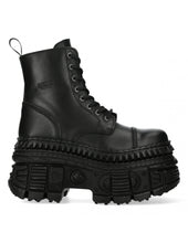 Load image into Gallery viewer, New Rock Shoes Boots Boots M-MILI084N-S5 Gothic Tank Collection Black Real Leather