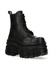 Load image into Gallery viewer, New Rock Shoes Boots Boots M-MILI084N-S5 Gothic Tank Collection Black Real Leather