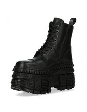 Load image into Gallery viewer, New Rock Shoes Boots Boots M-MILI084N-S5 Gothic Tank Collection Black Real Leather
