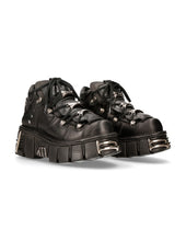 Lade das Bild in den Galerie-Viewer, New Rock Plateau Ankle Boots Metallic M-106-S1 Schwarz