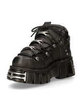 Load image into Gallery viewer, <tc>New Rock Plateau Ankle Boots Metallic M-106-VS1 VEGAN Black</tc>