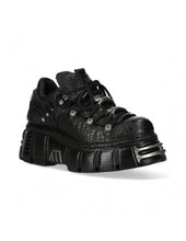 Load image into Gallery viewer, New Rock Platform Ankle Boots Metallic M-106-S1 Black