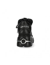 Load image into Gallery viewer, New Rock Platform Ankle Boots Metallic M-106-S1 Black