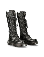Load image into Gallery viewer, New Rock Schuhe High Boots M-272-CZ35 Stiefel Gothic Echtleder Vintage Flower Brokat