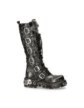 Load image into Gallery viewer, New Rock Schuhe High Boots M-272-CZ35 Stiefel Gothic Echtleder Vintage Flower Brokat