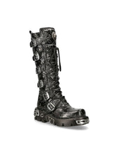 Load image into Gallery viewer, New Rock Schuhe High Boots M-272-CZ35 Stiefel Gothic Echtleder Vintage Flower Brokat