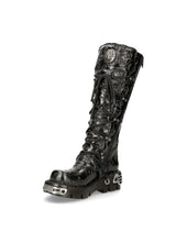Load image into Gallery viewer, New Rock Schuhe High Boots M-272-CZ35 Stiefel Gothic Echtleder Vintage Flower Brokat