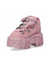 Lade das Bild in den Galerie-Viewer, New Rock Plateau Ankle Boots Metallic M-106Wall-C67 Pink Rosa