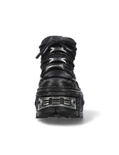 Lade das Bild in den Galerie-Viewer, New Rock Plateau Ankle Boots Metallic M-WALL106-S10 mit Panzersohle Schwarz