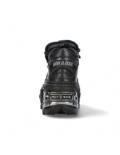 Lade das Bild in den Galerie-Viewer, New Rock Plateau Ankle Boots Metallic M-WALL106-S10 mit Panzersohle Schwarz