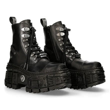 Lade das Bild in den Galerie-Viewer, New Rock Schuhe Ankle Boot Tank M-WALL047-C1 Schwarz Unisex