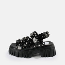 Lade das Bild in den Galerie-Viewer, Buffalo Boots Schuhe Lion Sandale Schwarz Vegan