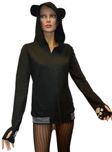 Load image into Gallery viewer, Women's hooded jacket hoodie panda ears thumb holes piercing NEW in original packaging