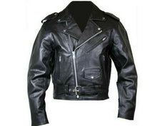 Lade das Bild in den Galerie-Viewer, Lederjacke Biker Jacke Rockabilly Echt Buffallo Leder Nappa Klassisch