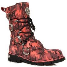 Lade das Bild in den Galerie-Viewer, New Rock Schuhe Gothic Stiefel Boots Leder M.1473-S46 Rot Camouflage