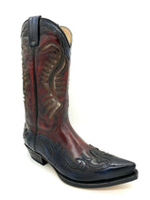 Lade das Bild in den Galerie-Viewer, Sendra Stiefel Western Cowboystiefel Biker Boots Exklusiv &amp; Limitiert Blau Rot

