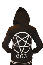 Load image into Gallery viewer, Women's hooded jacket PENTAGRAM Gothic Black Metal 666 with lettering DARK