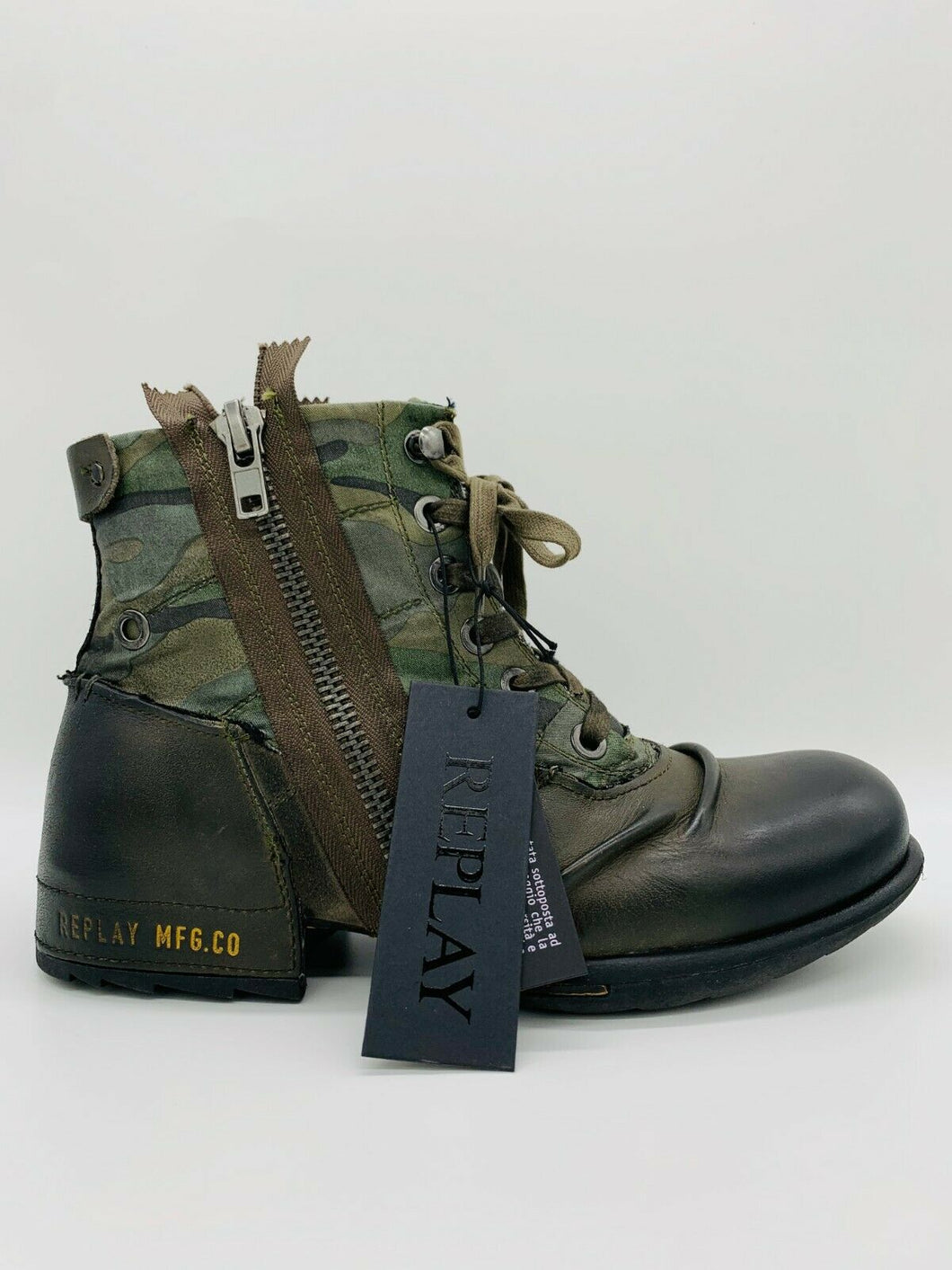 Replay Herrenschuhe Shoes Stiefeletten Schuhe Boots Clutch Military Green Camou