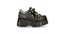 Load image into Gallery viewer, New Rock Shoes Boots Black Platform Platform Tower Real Leather Reflector