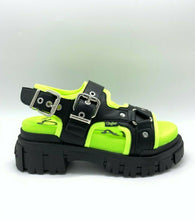 Lade das Bild in den Galerie-Viewer, Buffalo Schuhe Damenschuhe Sandale Plateau Gladiatorensandale Chunky Neon