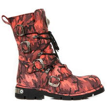 Lade das Bild in den Galerie-Viewer, New Rock Schuhe Gothic Stiefel Boots Leder M.1473-S46 Rot Camouflage