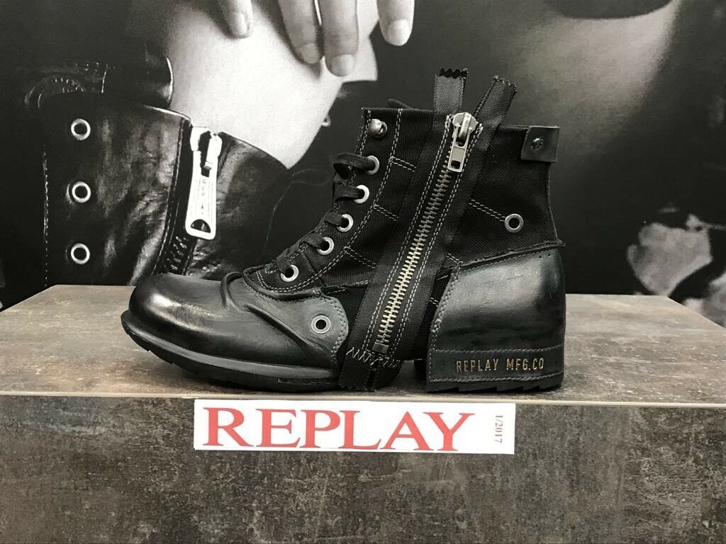Replay Herrenschuhe Shoes Stiefeletten Schuhe Boots Clutch Schwarz Black