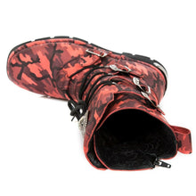 Lade das Bild in den Galerie-Viewer, New Rock Schuhe Gothic Stiefel Boots Leder M.1473-S46 Rot Camouflage