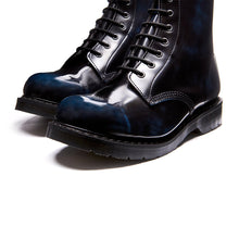 Lade das Bild in den Galerie-Viewer, Solovair Schuhe Shoes Derby Boots Stiefel 8-Loch Leder Navy Rub-Off Blau Made in England
