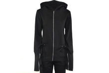 Load image into Gallery viewer, Women's Gothic Girl Hooded Jacket Hoodie Hooded Jacket D-Ring Thumb Holes Black