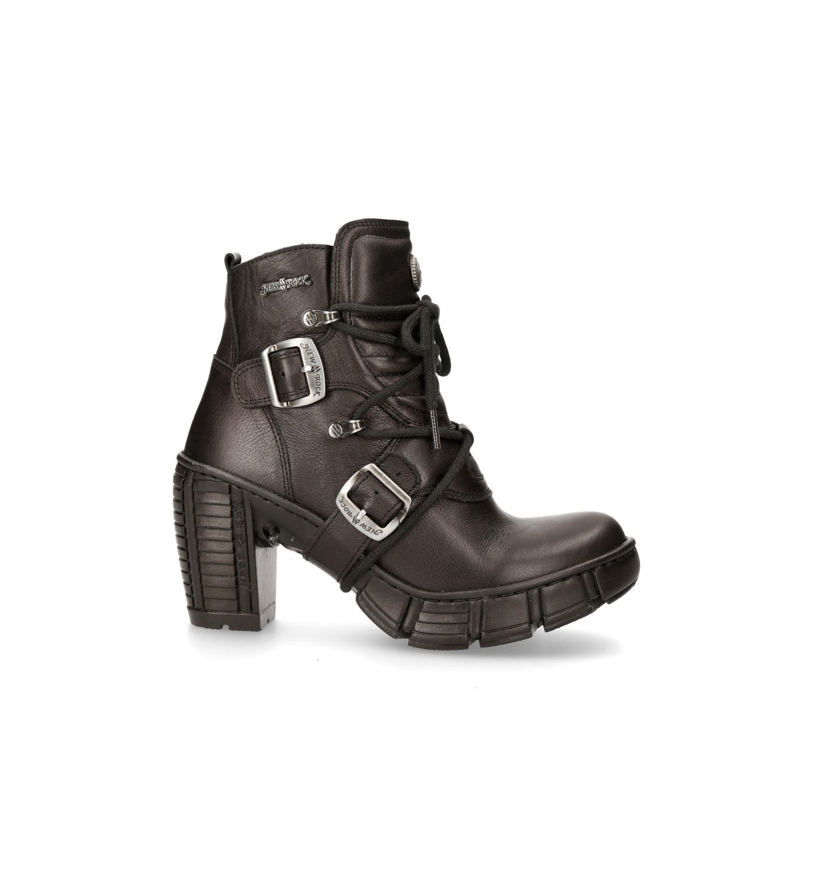 New Rock TR004-S1 Damen Schwarz 100% Leder Schnalle Spitze