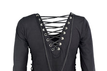 Lade das Bild in den Galerie-Viewer, Damen Gothic Girl- Longsleeve Pullover Daumenlöchern Schnürung Schwarz
