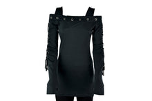 Load image into Gallery viewer, Women's Gothic Punk Shirt Dress Long Sleeve Top Black D-Rings NEW&OVP