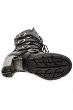 Load image into Gallery viewer, New Rock M-TR003-S8 Platform Genuine Leather Brocade Boots Black