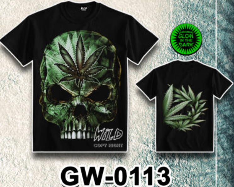 WILD - Glow in the Dark T-Shirt Totenkopf Grün GW-0113