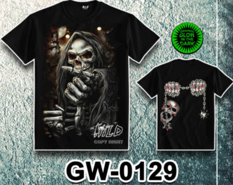 WILD - Glow in the Dark T-Shirt Totenkopf Skull GW-0129
