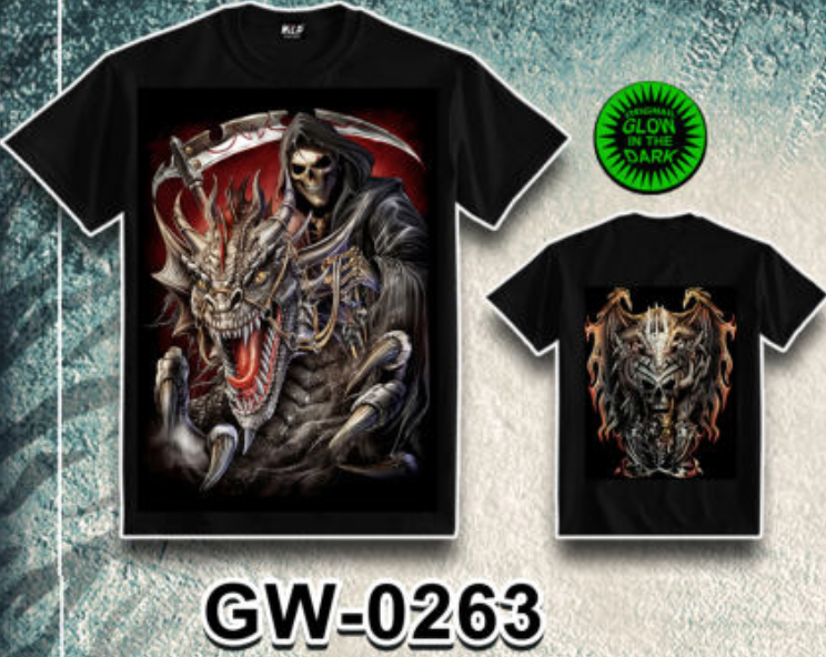 WILD - Glow in the Dark T-Shirt Drache Totenkopf GW-0263