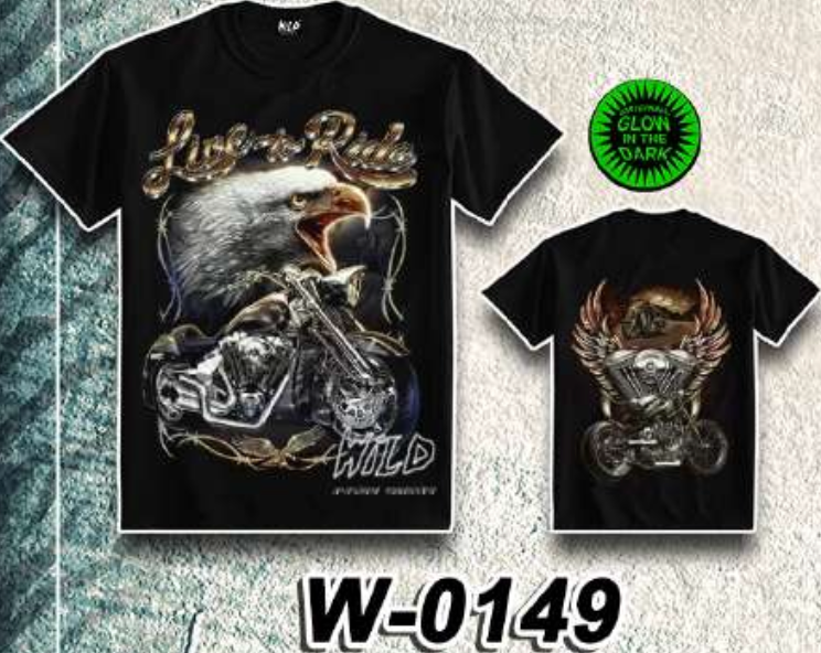 WILD - Glow in the Dark T-Shirt Biker Motorrad Adler W-0149