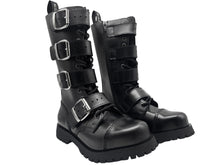 Lade das Bild in den Galerie-Viewer, Darksteyn Schuhe 14 Eye 4 Buckle Ranger Premium Boots Black Springerstiefel
